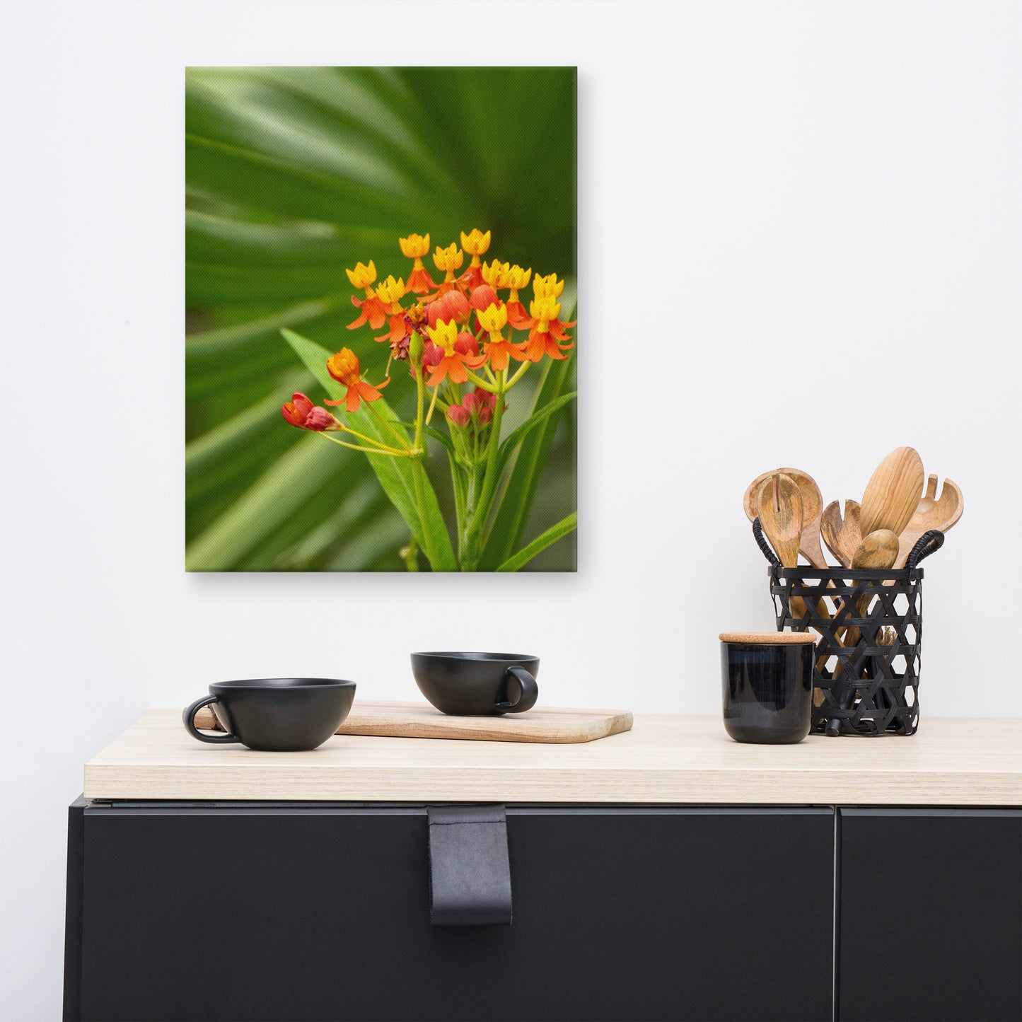Bloodflowers and Palm Color Floral Botanical Nature Photograph Canvas Wall Art Prints