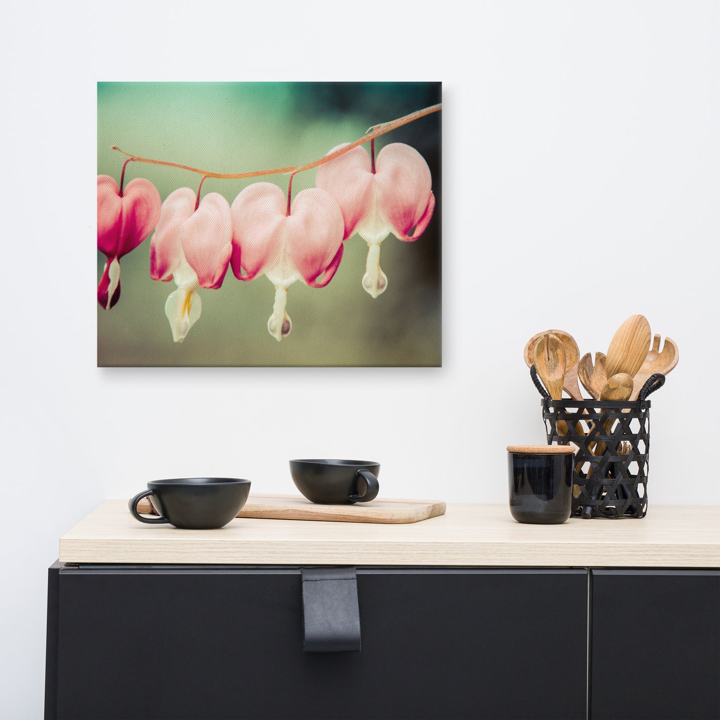 Be Still My Bleeding Heart Colorized Floral Botanical Nature Photograph Canvas Wall Art Prints
