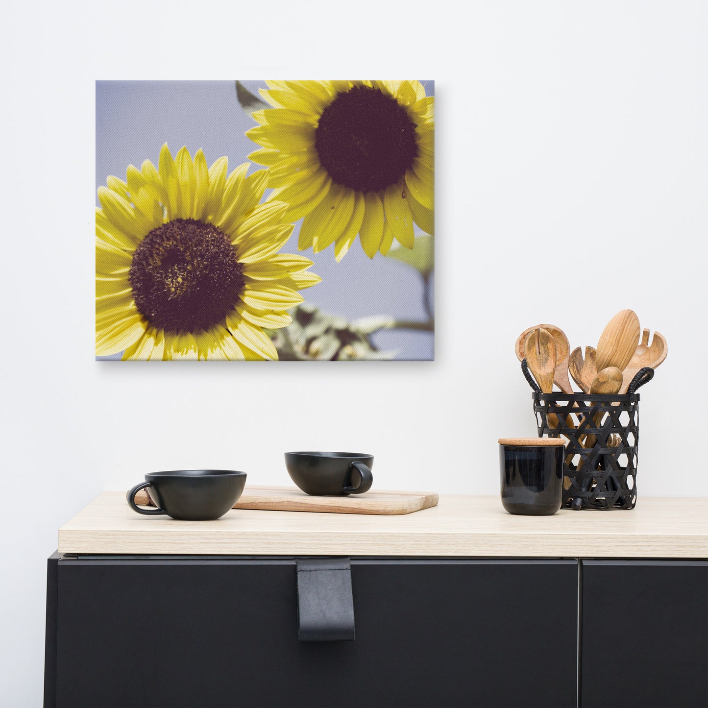 Canvas Floral Pictures: Aged Sunflowers Against Sky - Rustic / Minimal Botanical / Floral / Flora / Flowers Nature Photograph Canvas Wall Art Print - Artwork