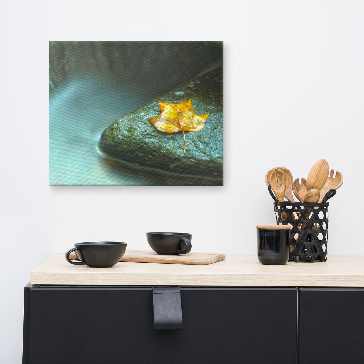 Misty Leaf Rustic Botanical Nature Photograph Canvas Wall Art Prints