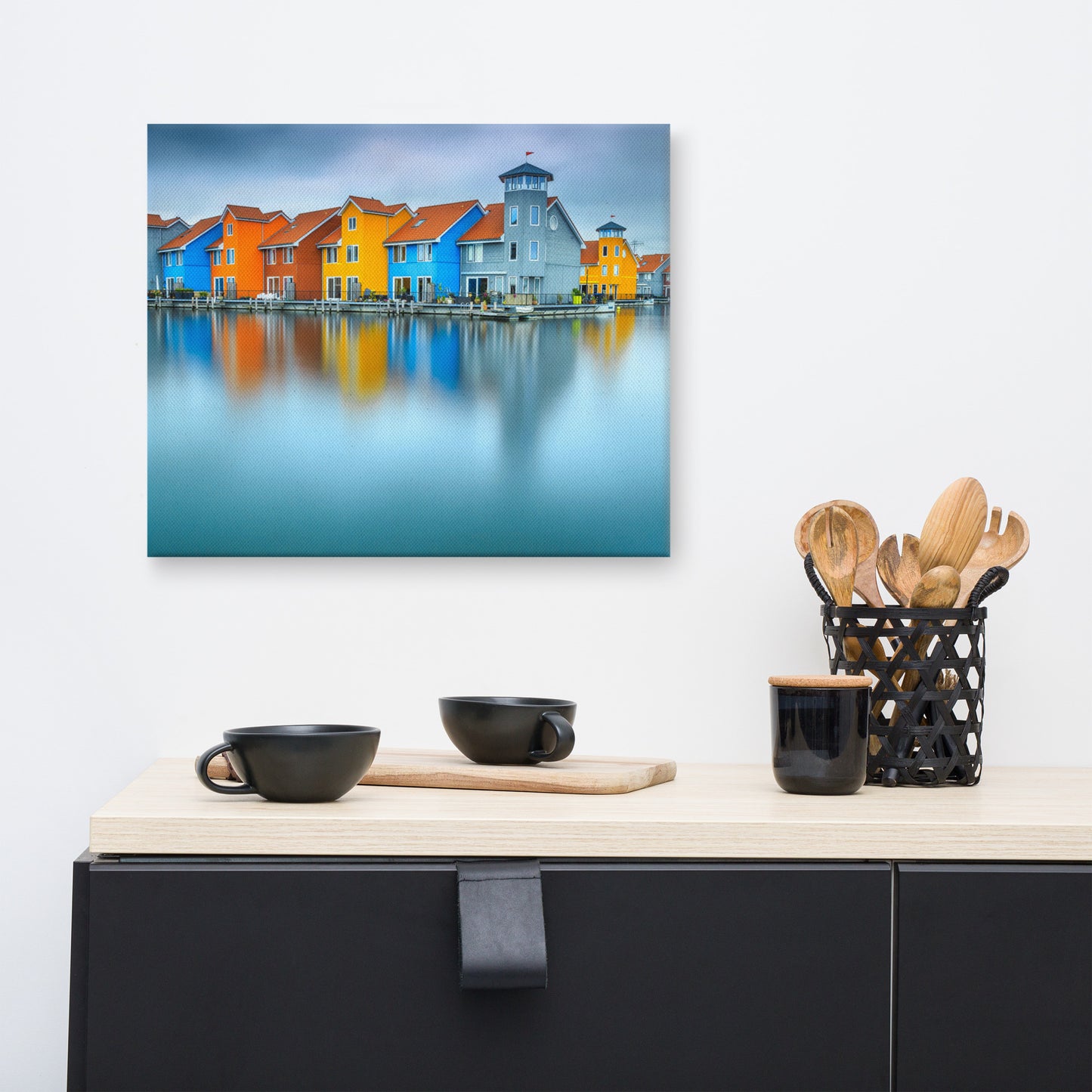 Blue Morning at Waters Edge Coastal Landscape Canvas Wall Art Prints