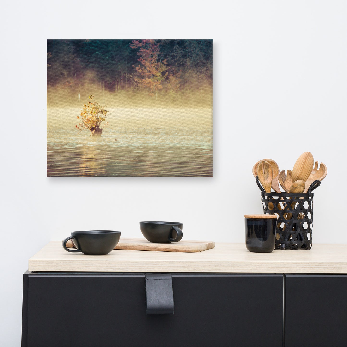 Golden Mist on Waples Pond Rural Landscape Photo Canvas Wall Art Prints