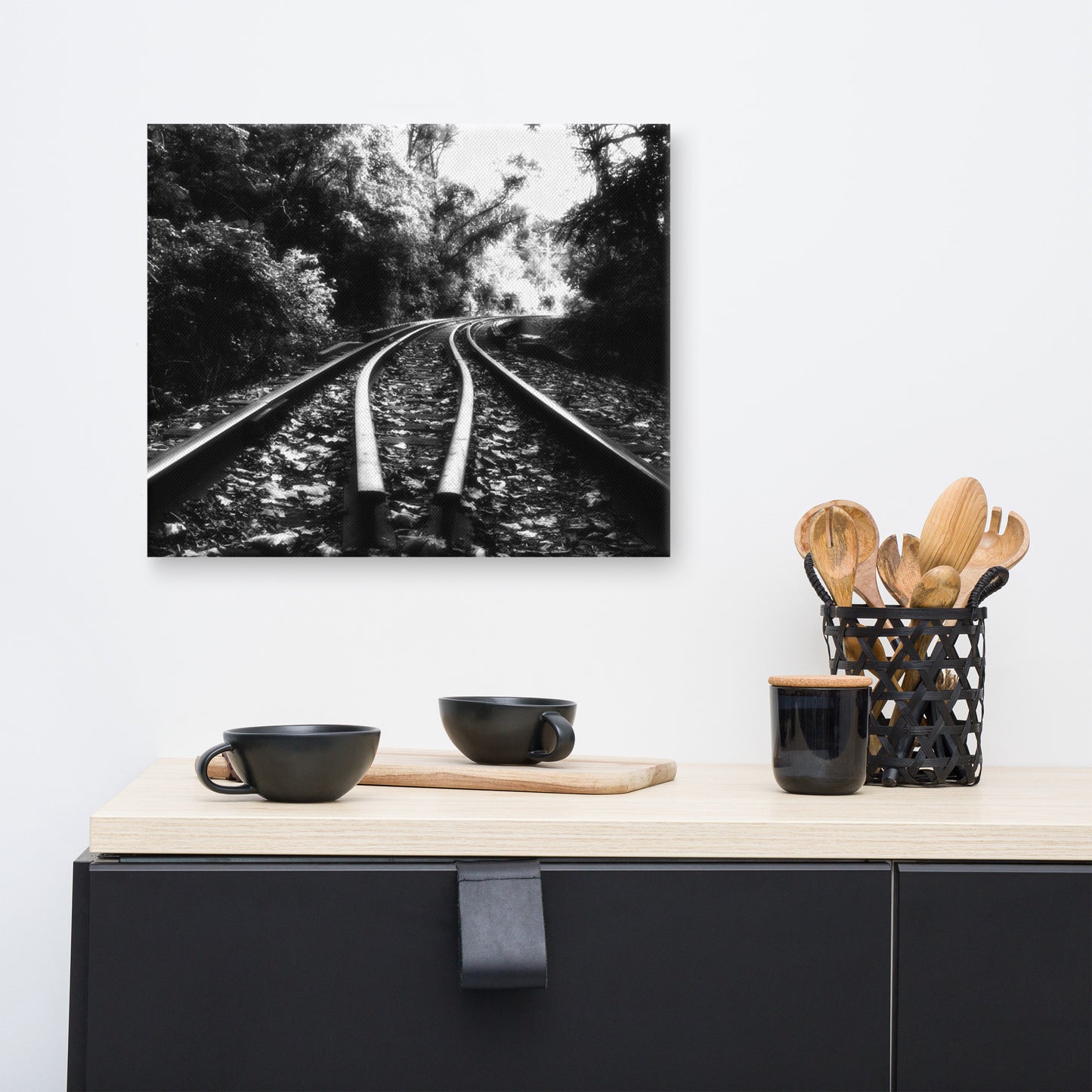 Lead Me Into The Light Black and White Rustic Industrial Landscape Canvas Wall Art Prints