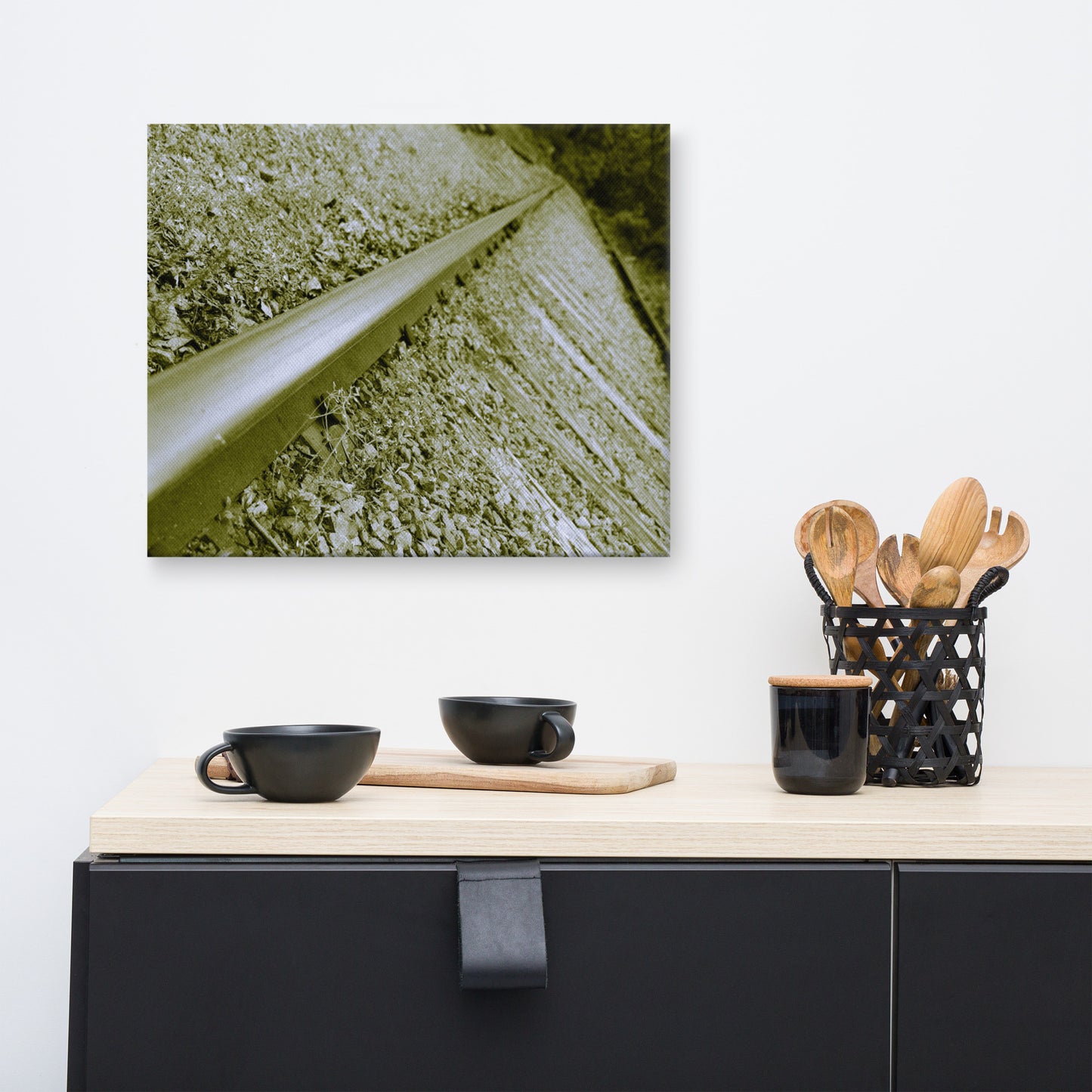 Lonely Rails Sepia Rural Landscape Canvas Wall Art Prints