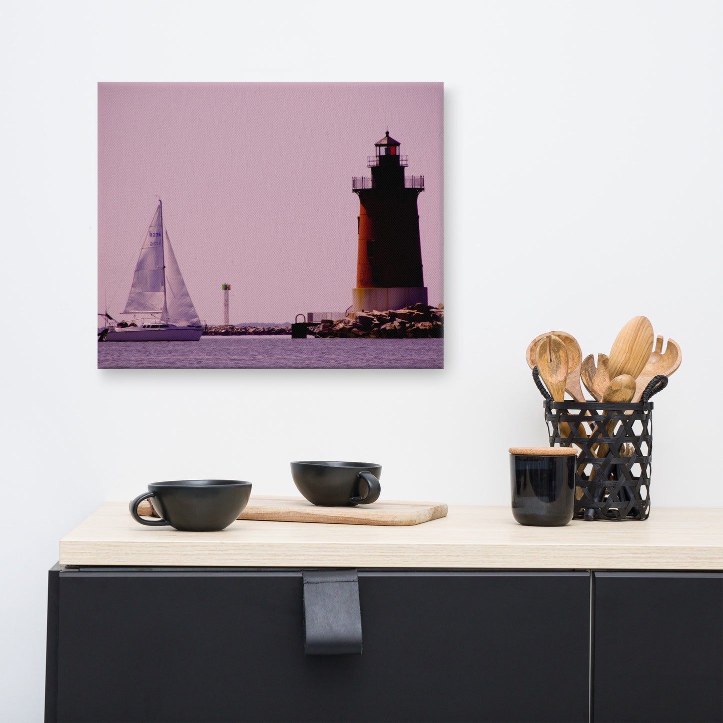 Sailing in the Bay Color Coastal Landscape Canvas Wall Art Prints