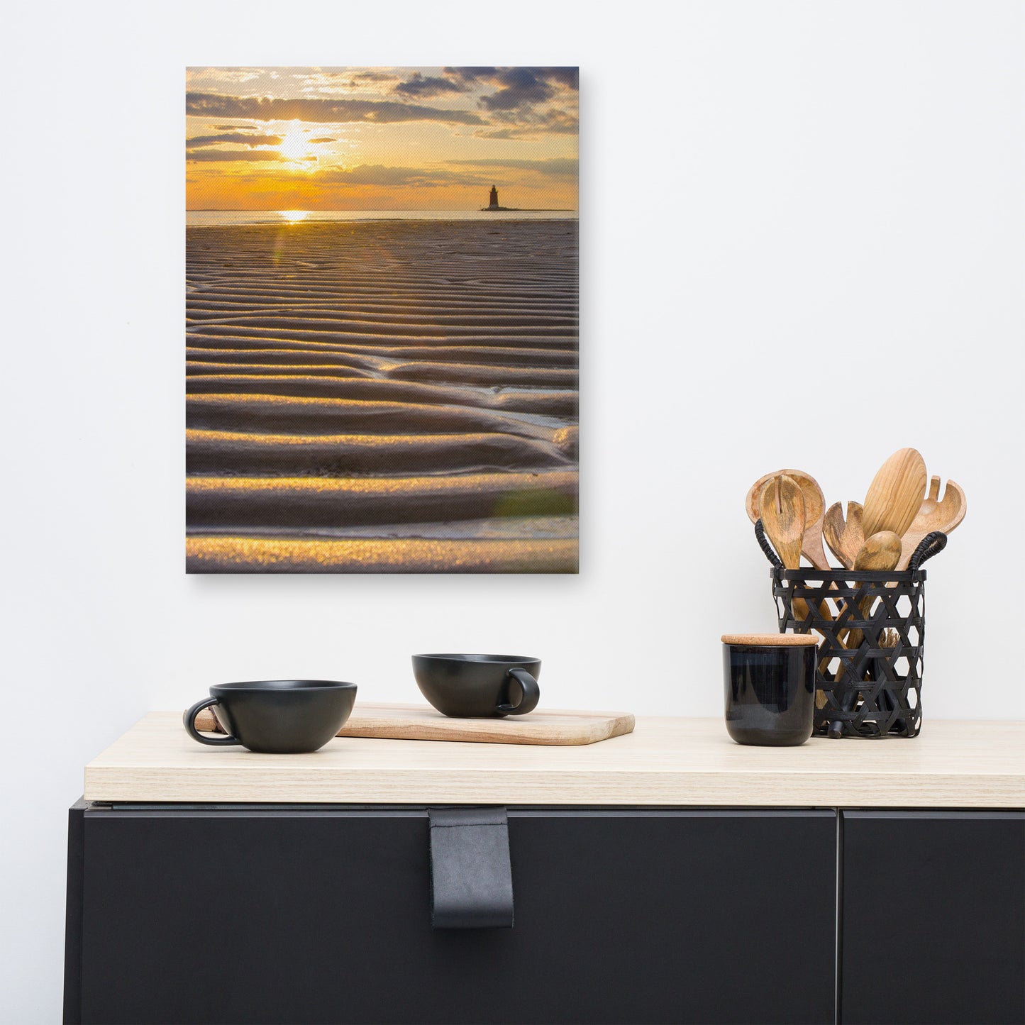 Sandbars and Sunset Coastal Landscape Canvas Wall Art Prints