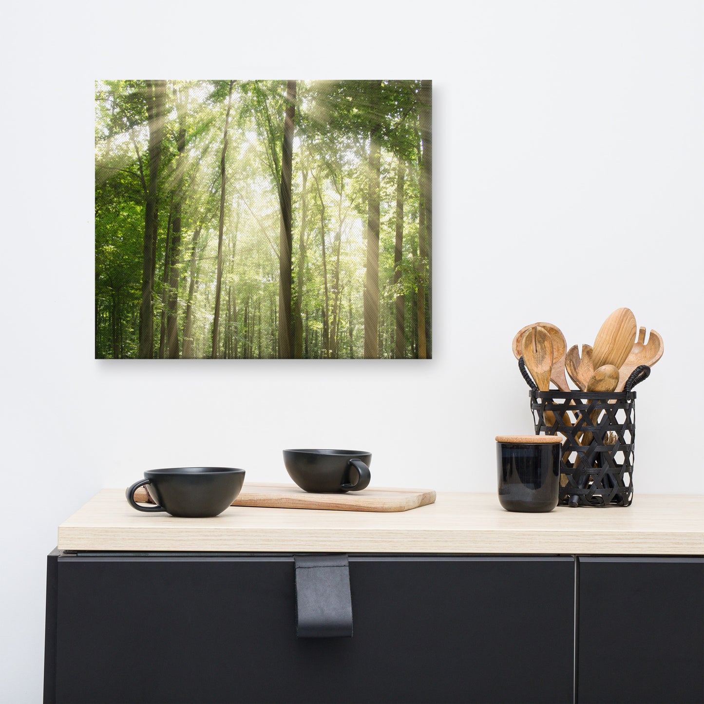 Sun Rays Through Treetops Rural Landscape Canvas Wall Art Prints