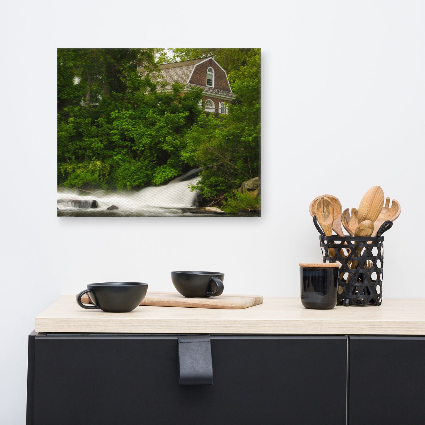 The Brandywine River and First Presbyterian Church Rural Landscape Canvas Wall Art Prints