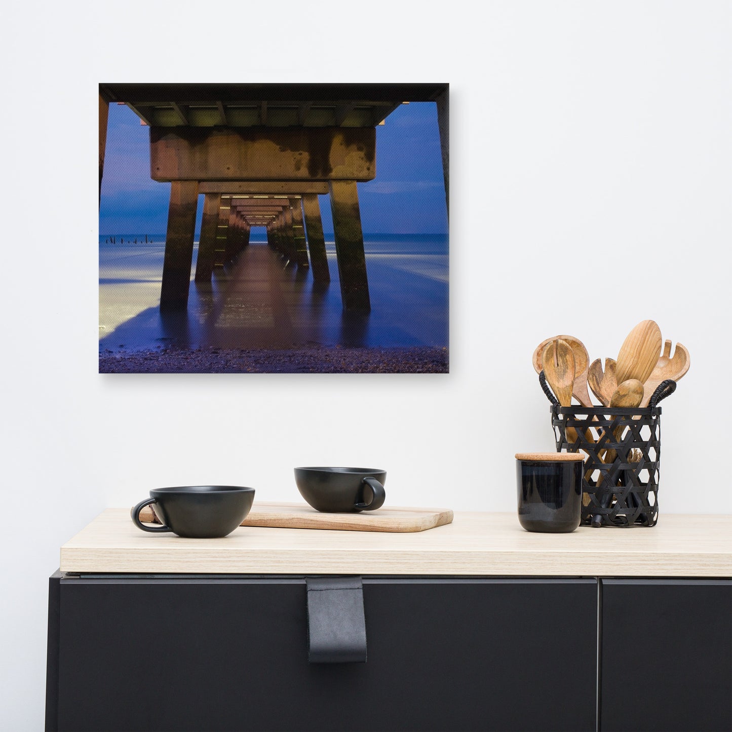Under the Pier Architectural Coastal Landscape Photograph Canvas Wall Art Prints
