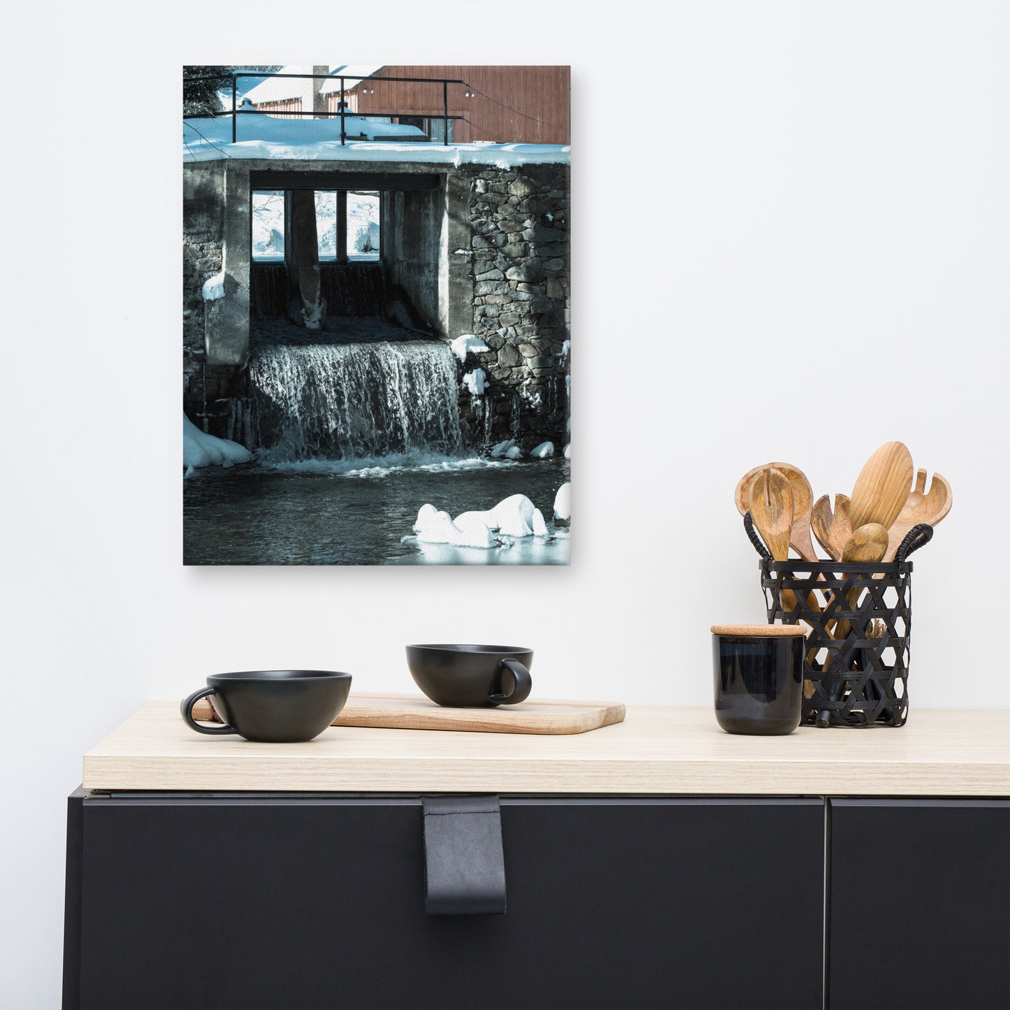Winter Mill Rural Landscape Canvas Wall Art Prints