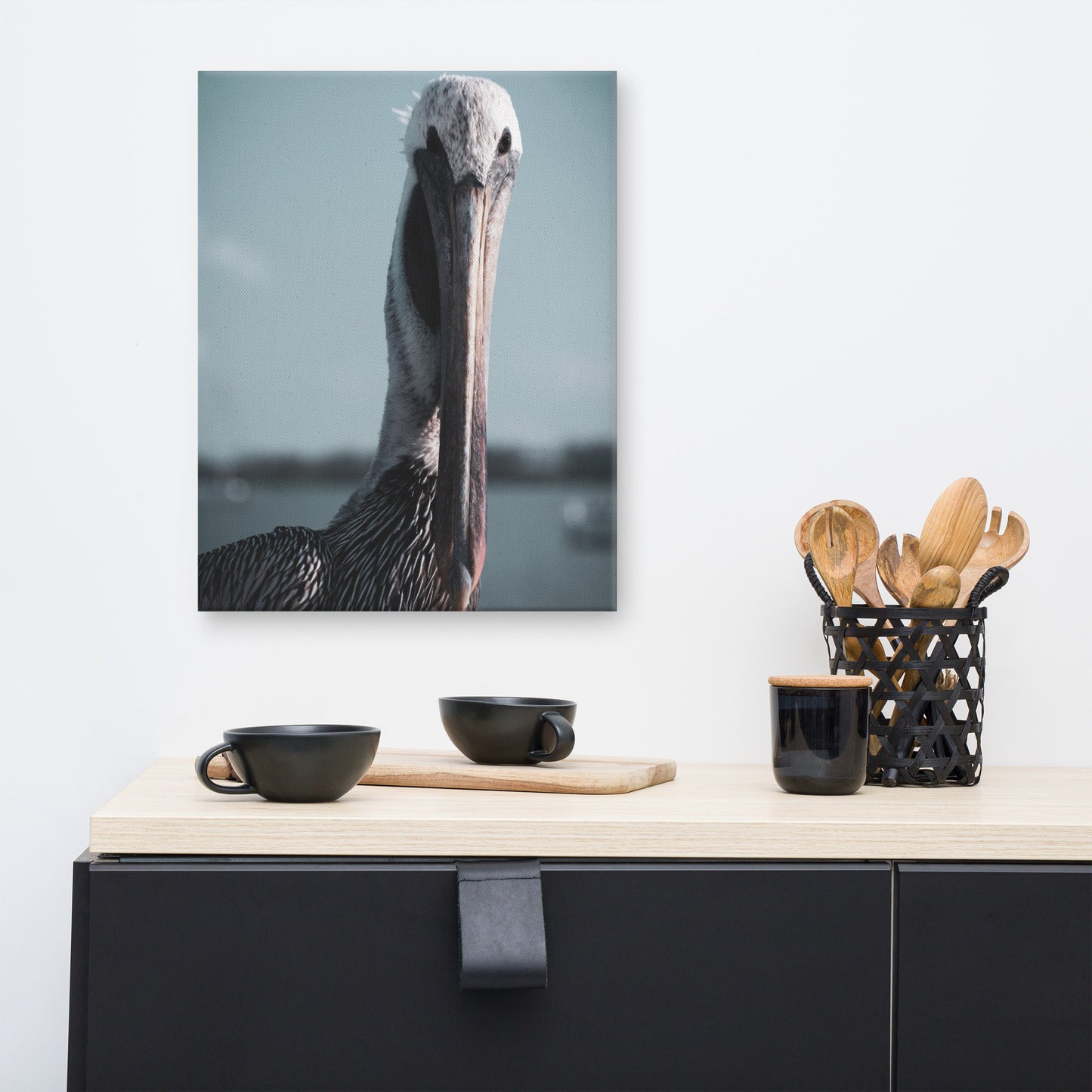 Bob The Pelican Bird Colorized Wildlife Photo Canvas Wall Art Prints