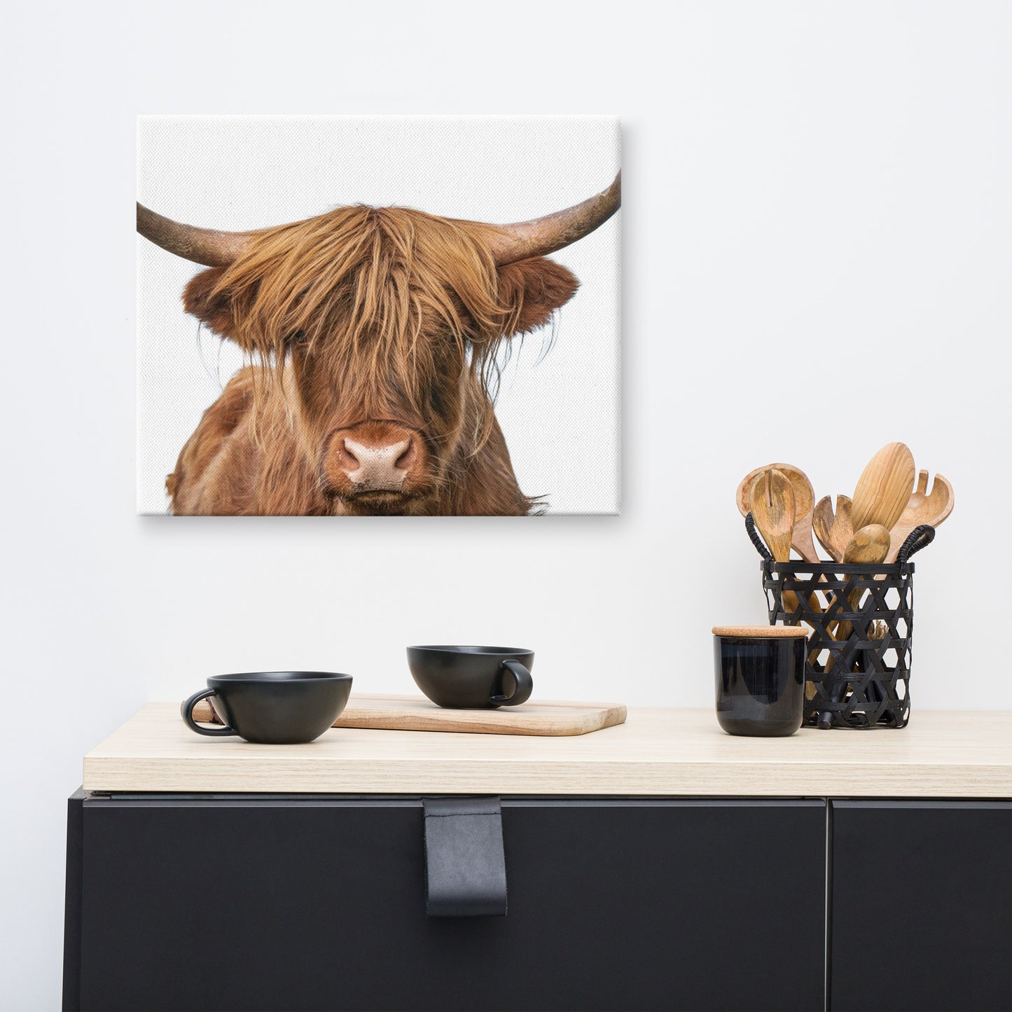 Golden Highland Cow Minimal Animal / Wildlife Photo Canvas Wall Art Prints