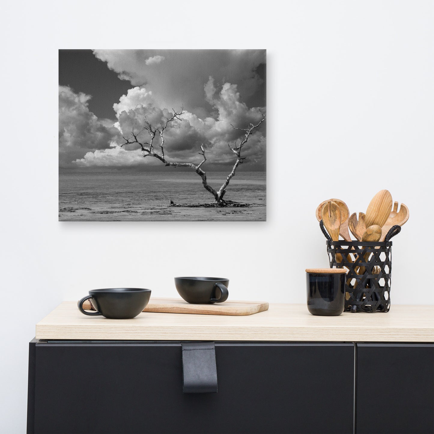 Wanderlust High Contrast Black and White Coastal Landscape Photo Canvas Wall Art Print