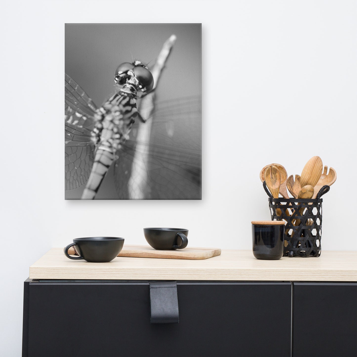 Dragonfly at Bombay Hook in Black and White Animal / Wildlife Photograph Canvas Wall Art Prints
