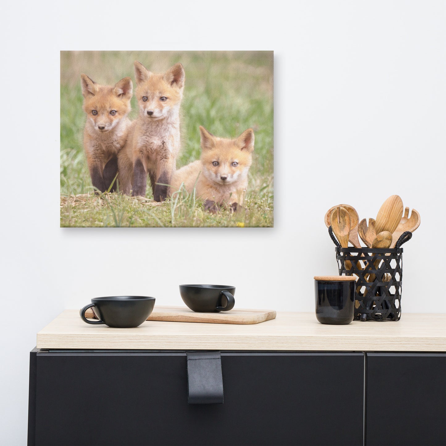 Baby Red Foxes Siblings Animal / Wildlife Photograph Canvas Wall Art Prints