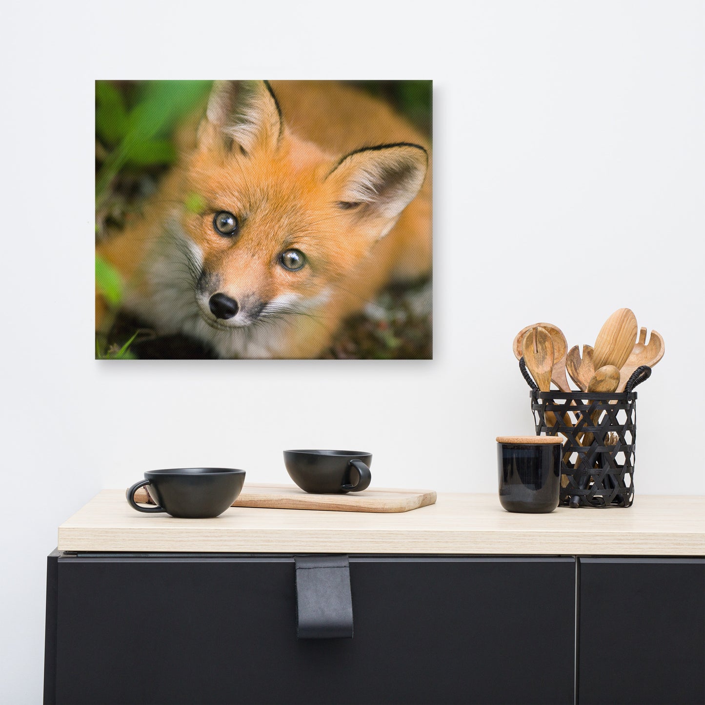 Young Red Fox Face Animal Wildlife Nature Photograph Canvas Wall Art Prints