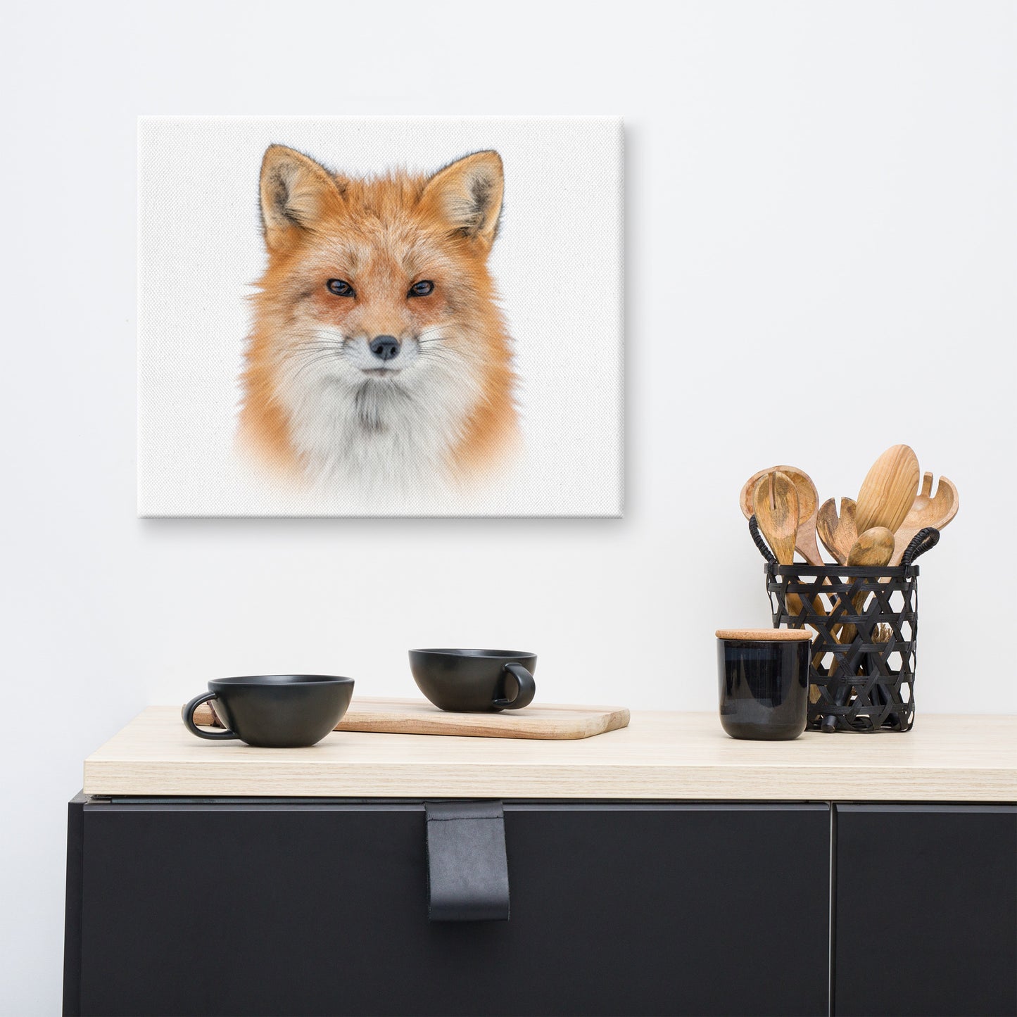 Young Red Fox Face On White Animal Wildlife Nature Canvas Wall Art Prints