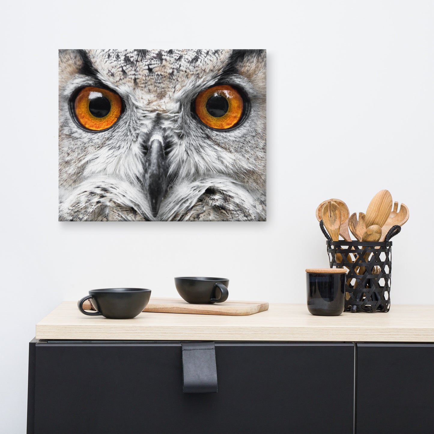 Close-up Yellow Owl Eyes Animal Wildlife Photograph Canvas Wall Art Print