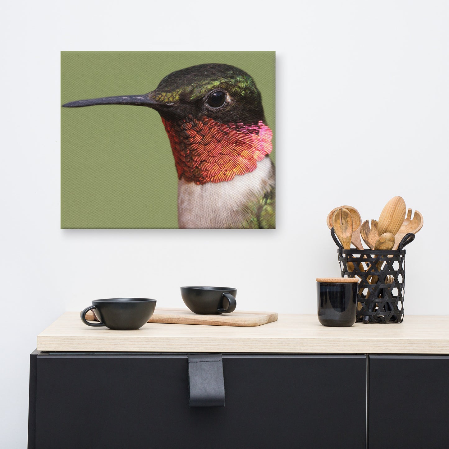 Close-up Ruby-throated Hummingbird Animal Wildlife Photograph Canvas Wall Art Prints