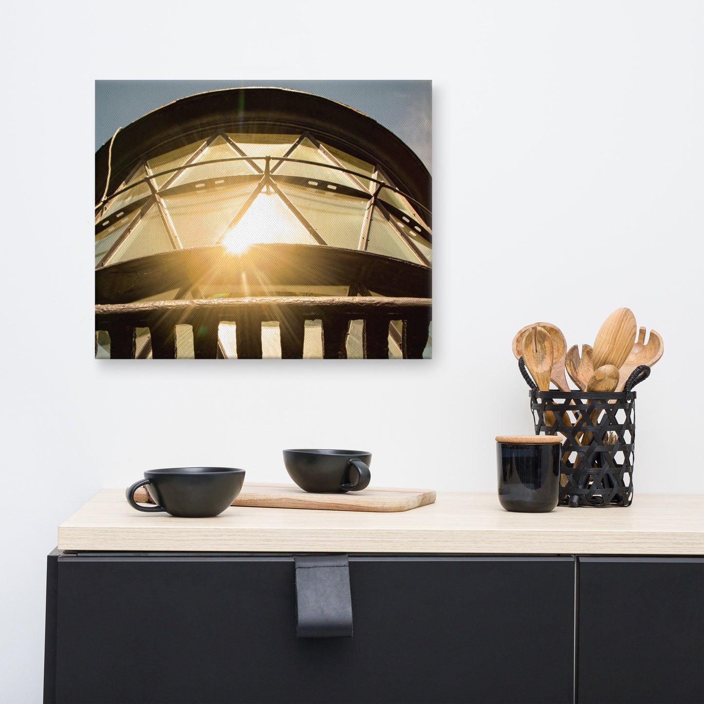 Sun Reflection on Glass Jupiter Lighthouse Canvas Wall Art Print