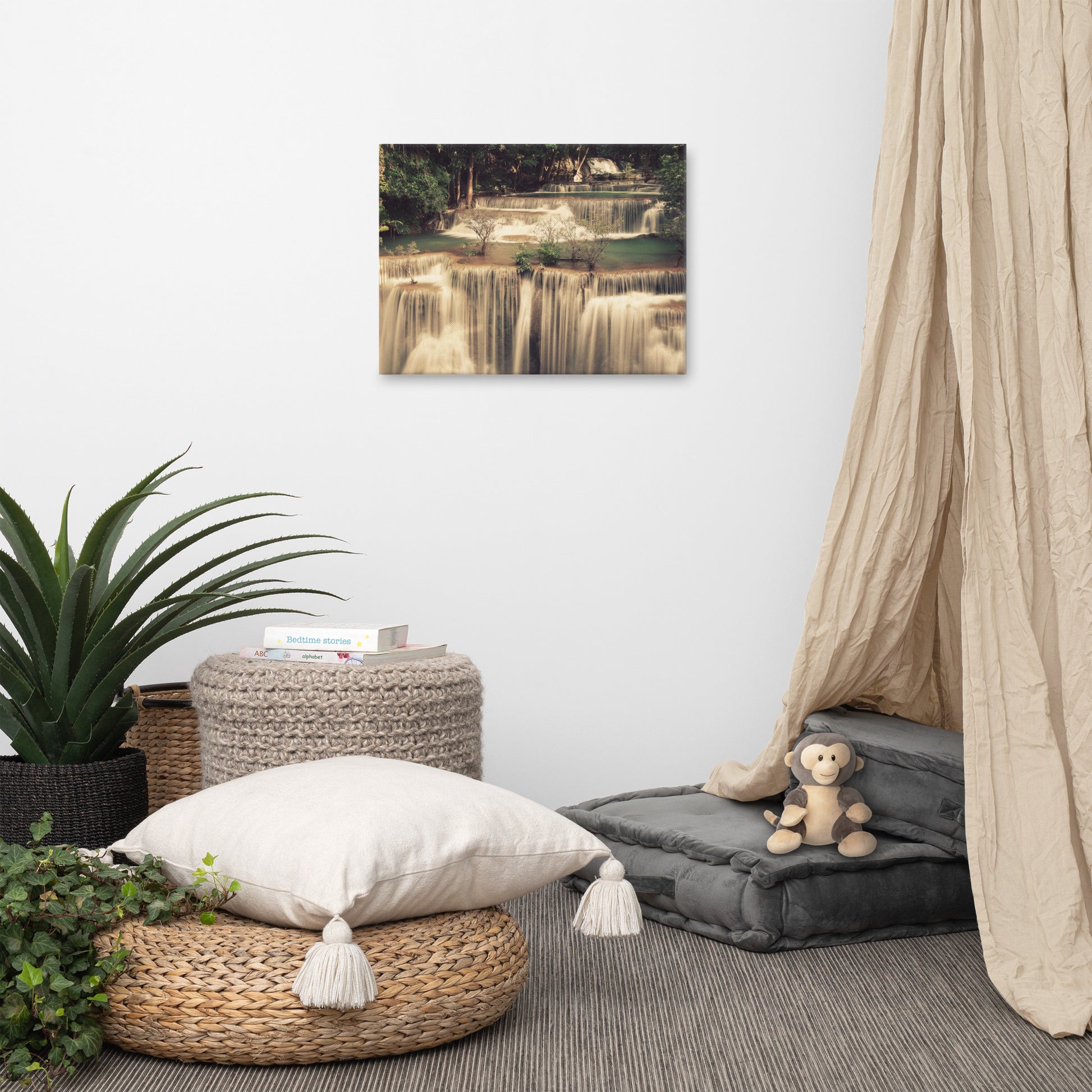 Misty Huay Mae Khamin Waterfall Thailand Landscape Photo Canvas Wall Art Prints