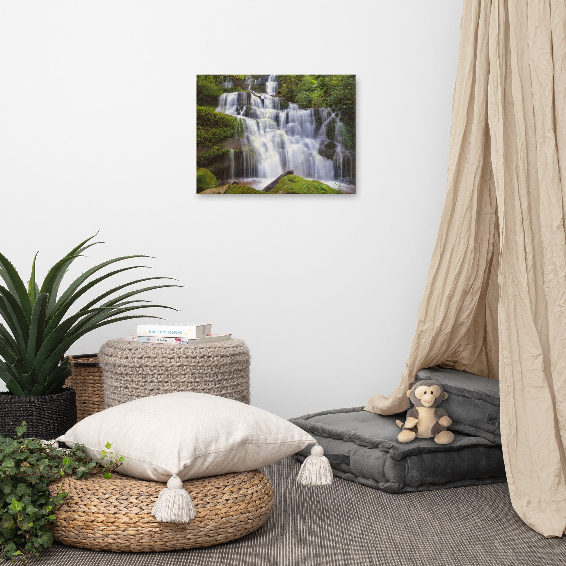 Cascading Water at Mun Daeng Waterfall Landscape Photo Canvas Wall Art Prints
