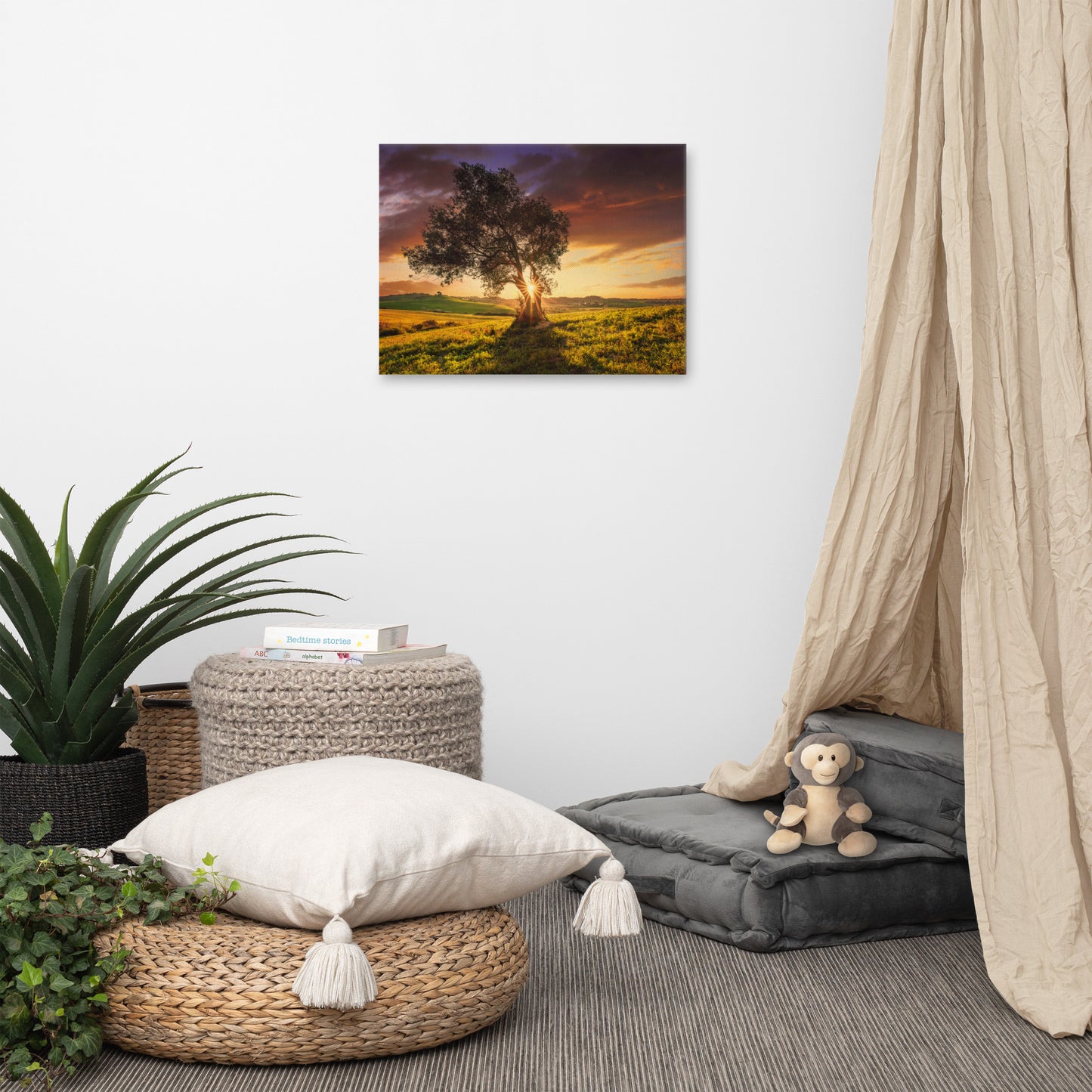 Countryside Olive Tree Sunset Landscape Photo Canvas Wall Art Prints