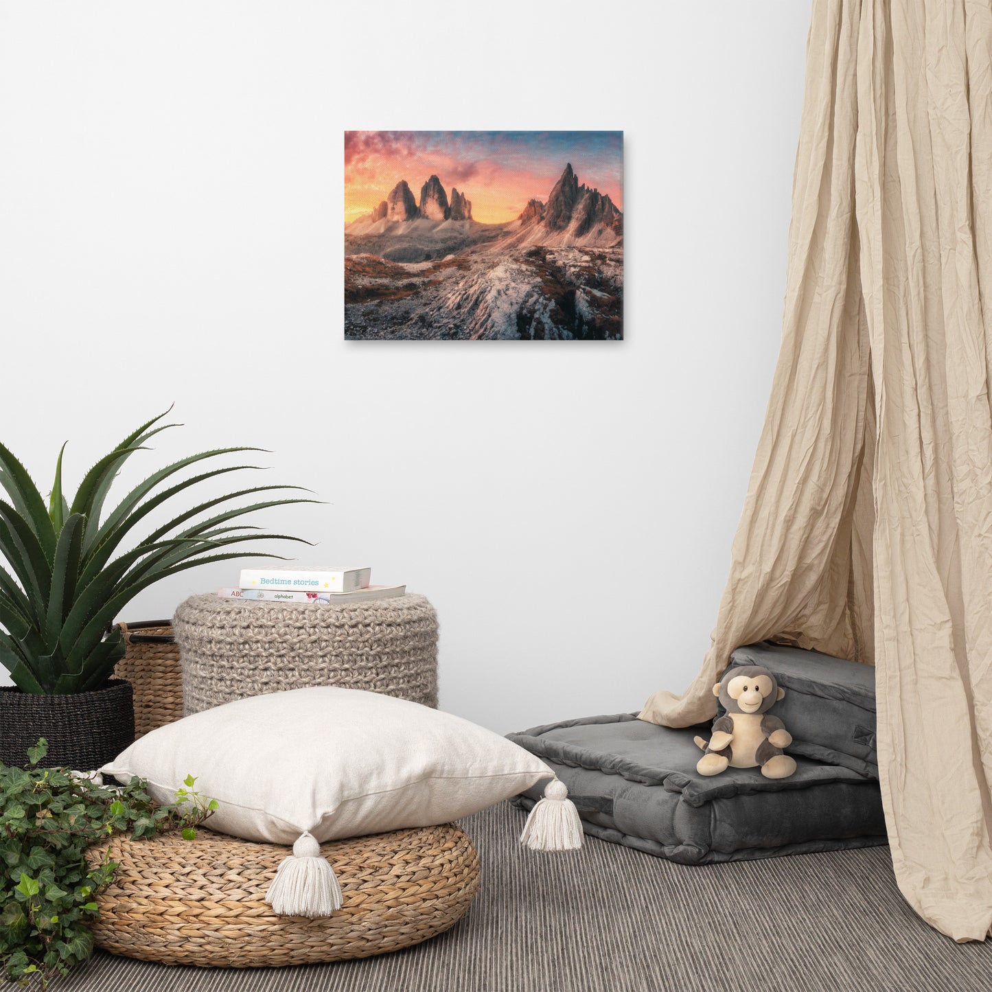 Mountains Colorful Cloudy Sunset 2 Landscape Photo Canvas Wall Art Prints