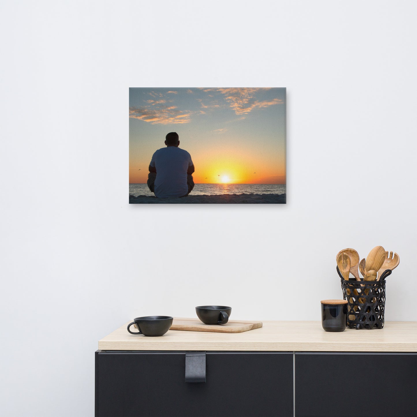 Reflections of The Day Coastal Sunset Landscape Photo Canvas Wall Art Print