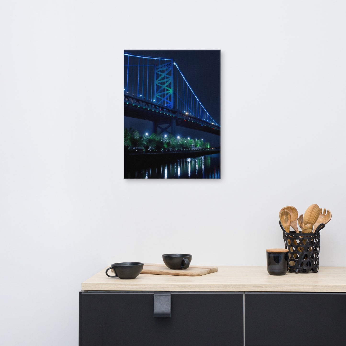 The Ben Franklin Bridge 3 Urban Landscape Traditional Canvas Wall Art Print