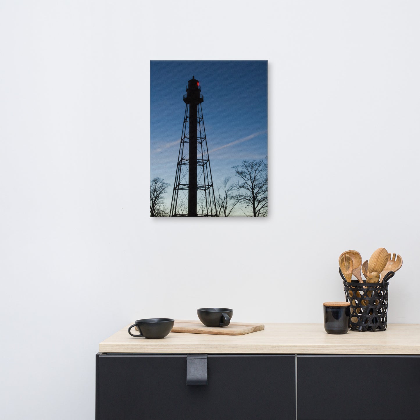 Reedy Point Rear Lighthouse Silhouette Urban Landscape Traditional Canvas Wall Art Print