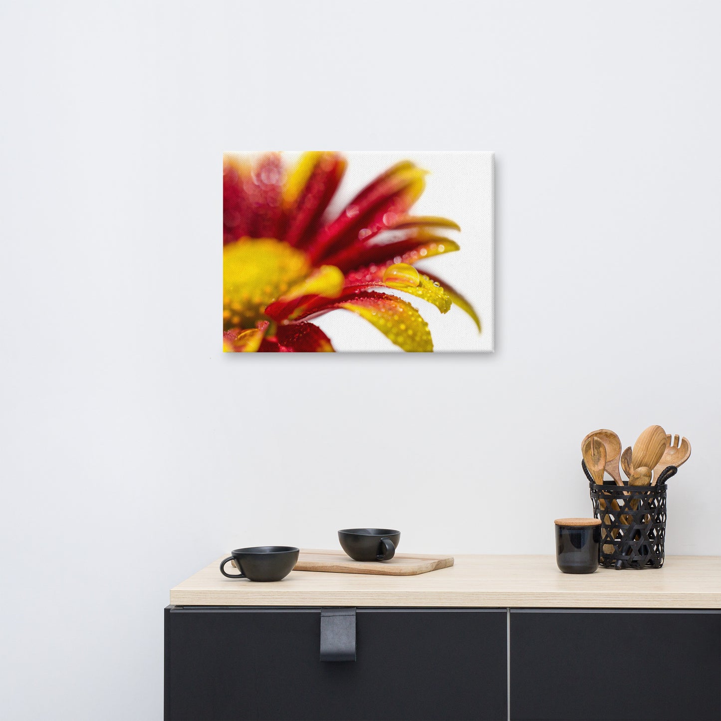 Water Droplets On Mum Petals Floral Botanical Nature Photo Canvas Wall Art Prints