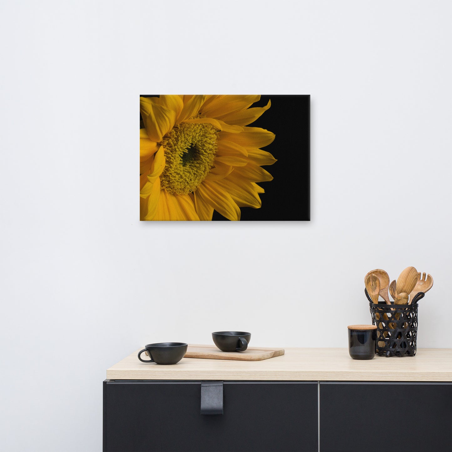 Sunflower from Left Floral Botanical Nature Photo Canvas Wall Art Prints
