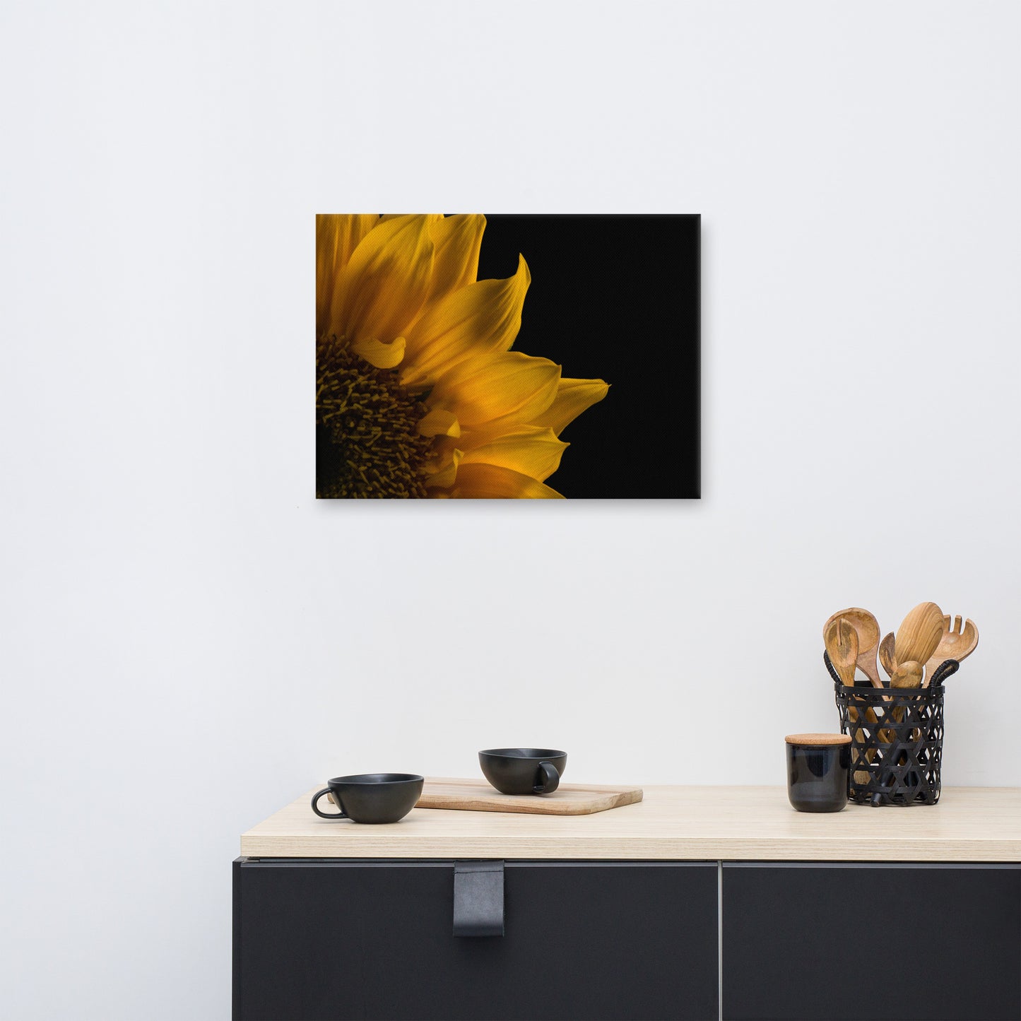 Sunflower in Corner Floral Botanical Nature Photo Canvas Wall Art Prints