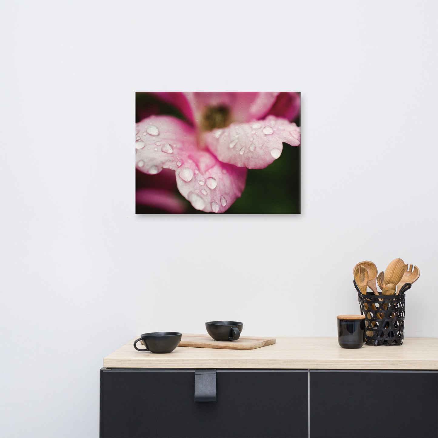 Raindrops on Wild Rose Floral Botanical Nature Photo Canvas Wall Art Prints