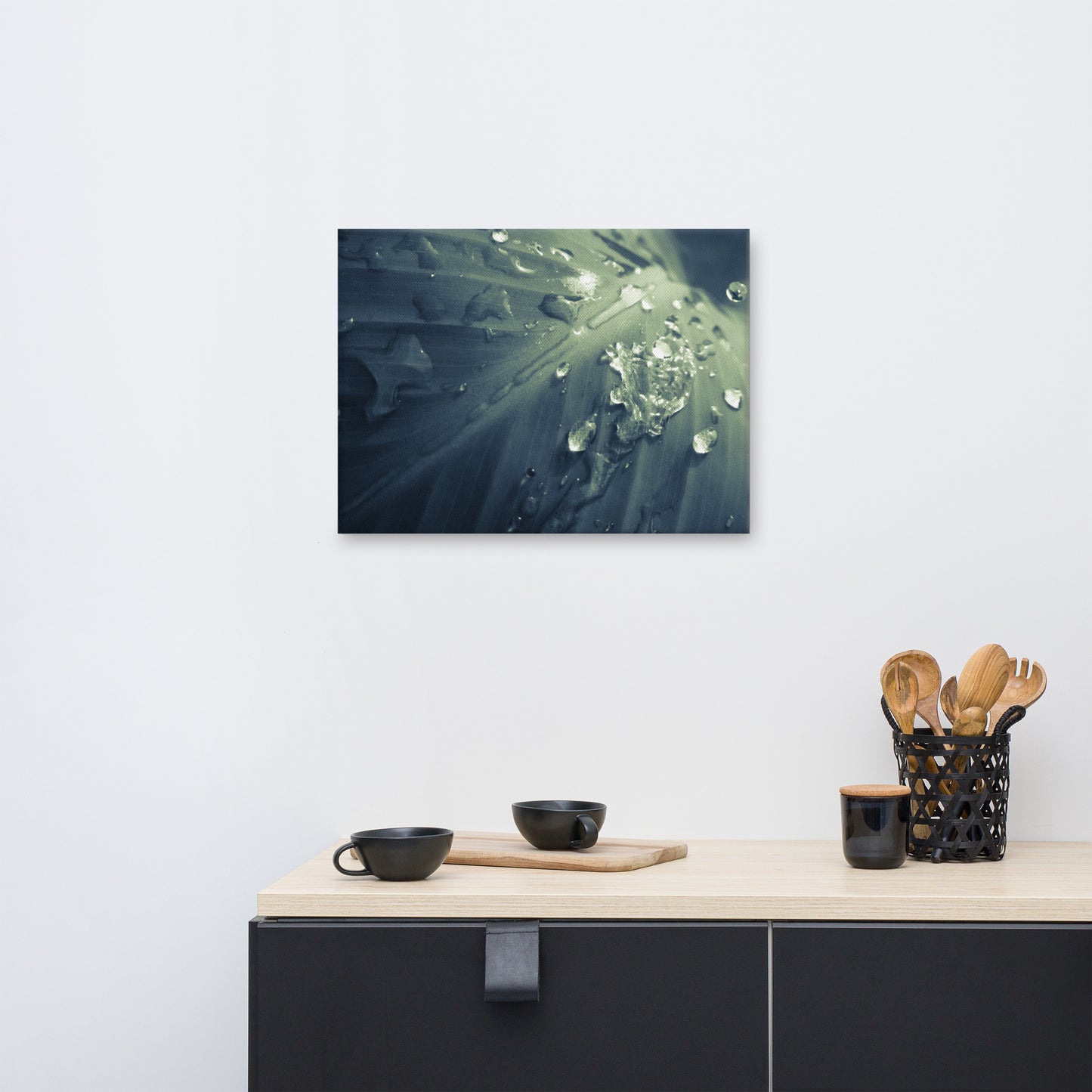 Rain Dropping on Canna Leaf Botanical Nature Photograph Canvas Wall Art Prints