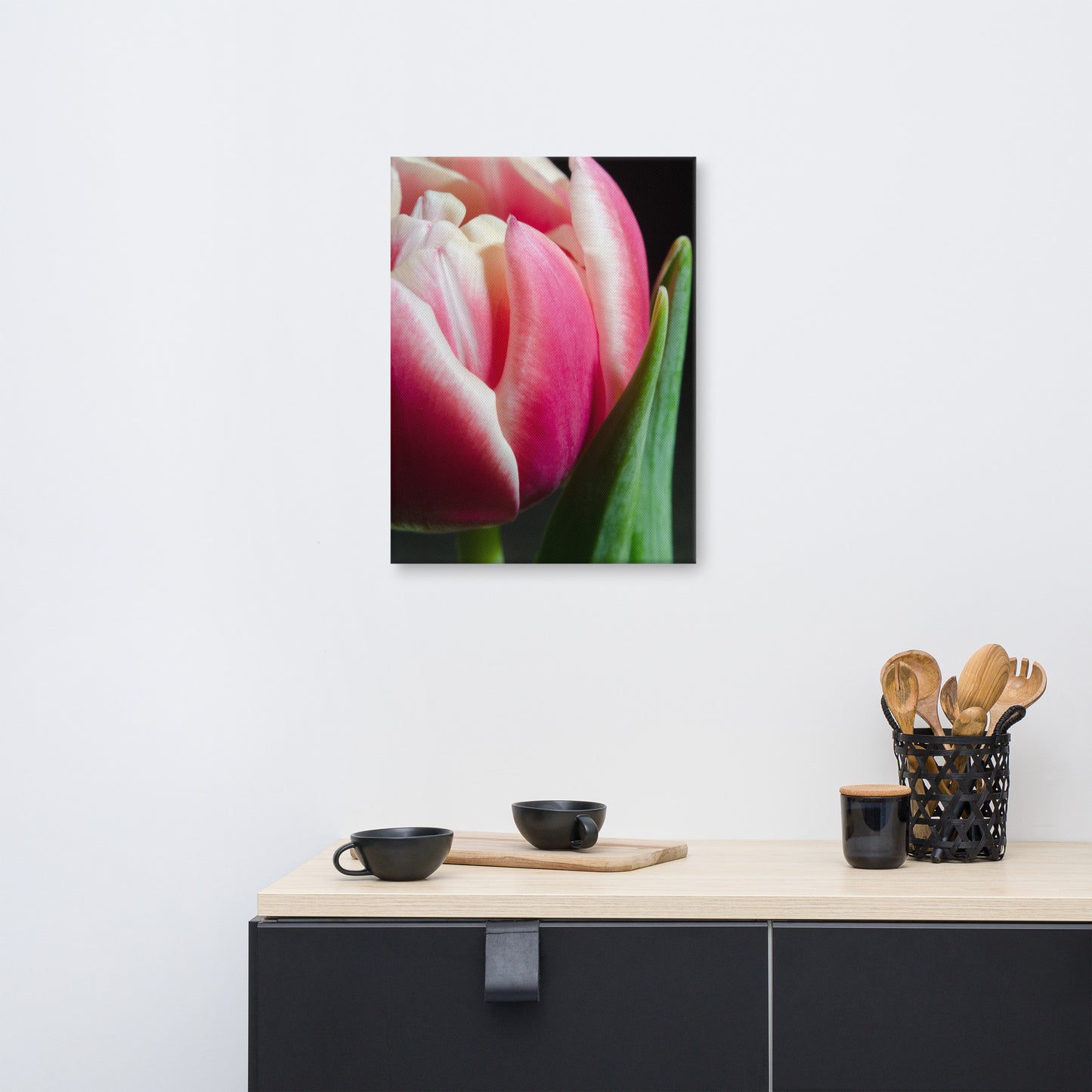 Pink and White Tulip Floral Botanical Nature Photo Canvas Wall Art Prints