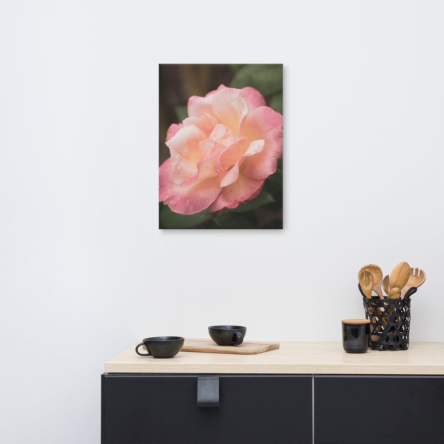 Pink and White Softened Rose Floral Botanical Nature Photo Canvas Wall Art Prints
