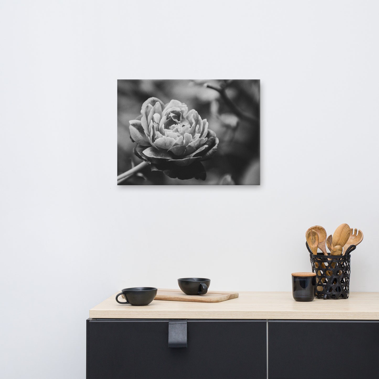 Perfect Petals High Contrast Black and White Floral Botanical Nature Photo Canvas Wall Art Prints