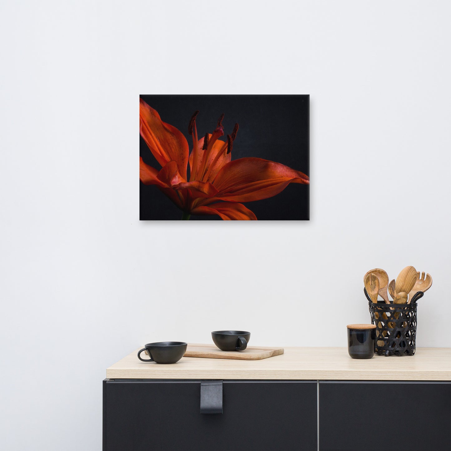 Orange Lily with Backlight Floral Botanical Nature Photo Canvas Wall Art Prints