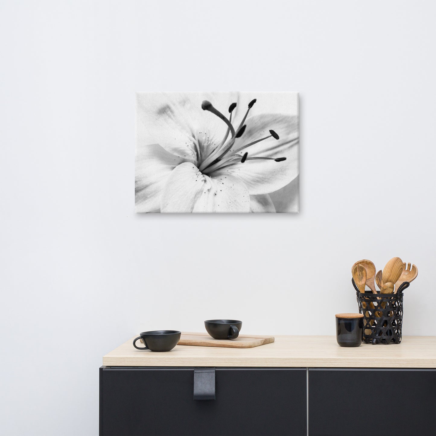 High Key Lily Black and White Floral Botanical Nature Photo Canvas Wall Art Prints
