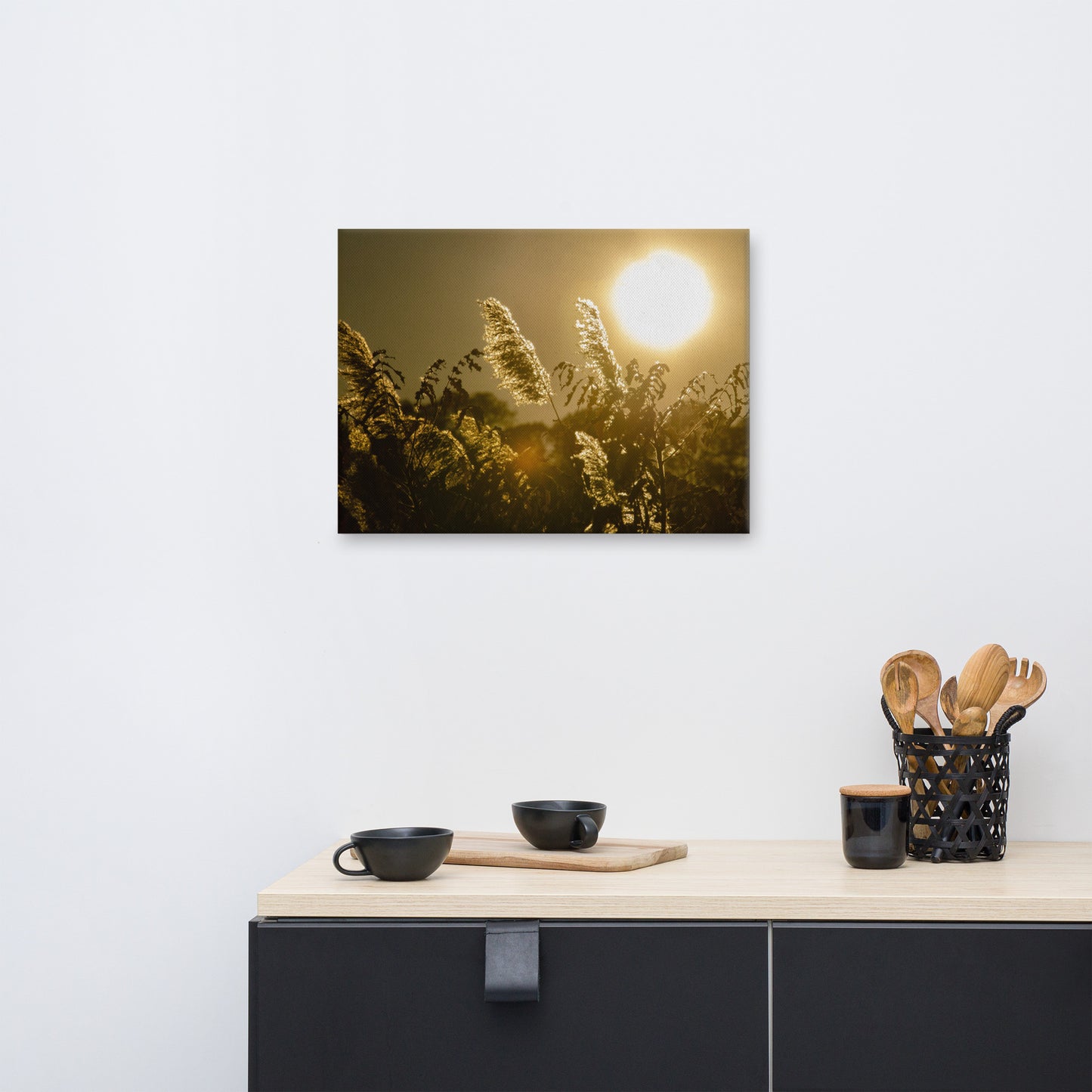 Golden Marsh Weeds Floral Nature Canvas Wall Art Prints