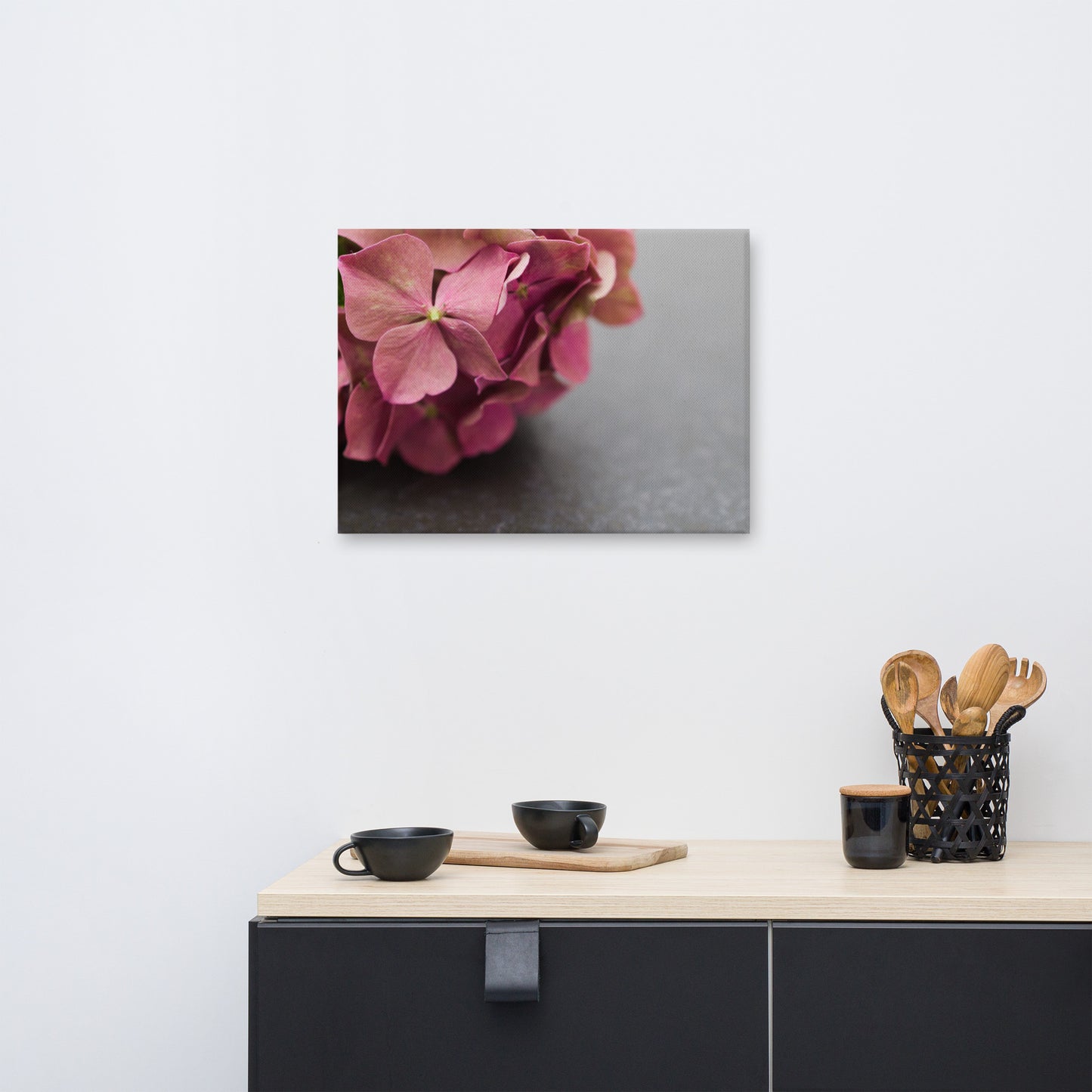 Close-Up Hydrangea on Slate Floral Botanical Nature Photograph Canvas Wall Art Prints