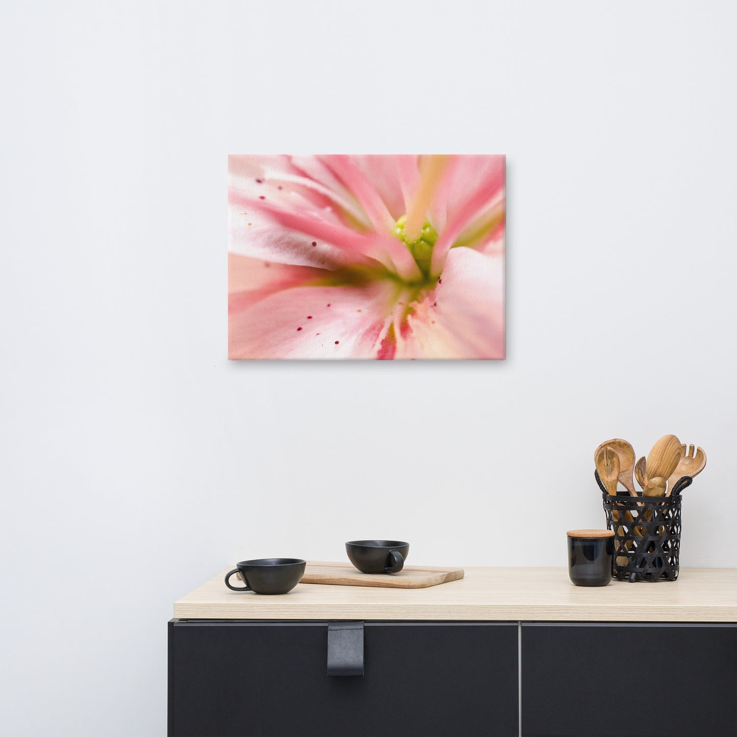 Center of the Stargazer Lily Floral Botanical Nature Photograph Canvas Wall Art Prints