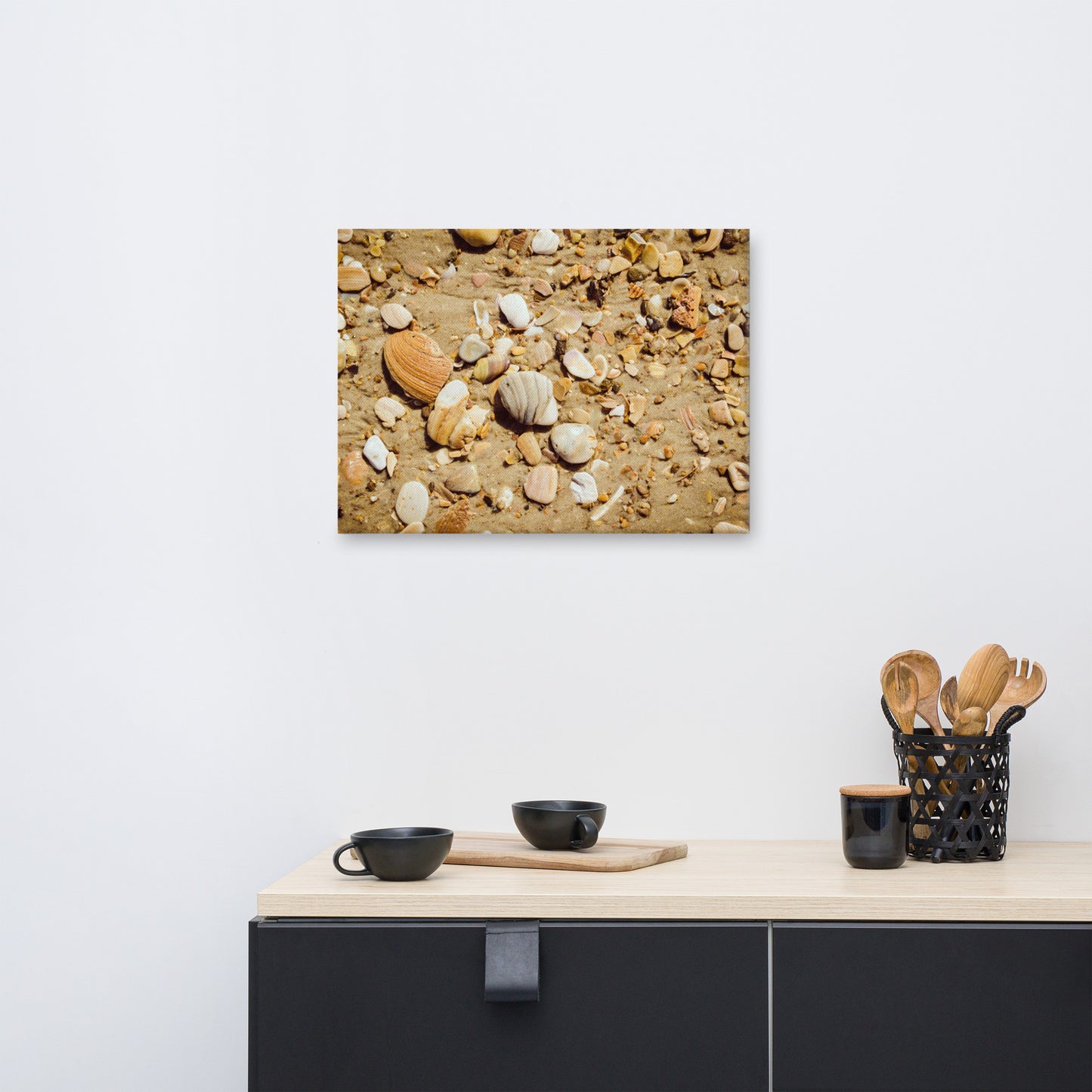 Broken Seashells and Sand Coastal Nature Canvas Wall Art Prints