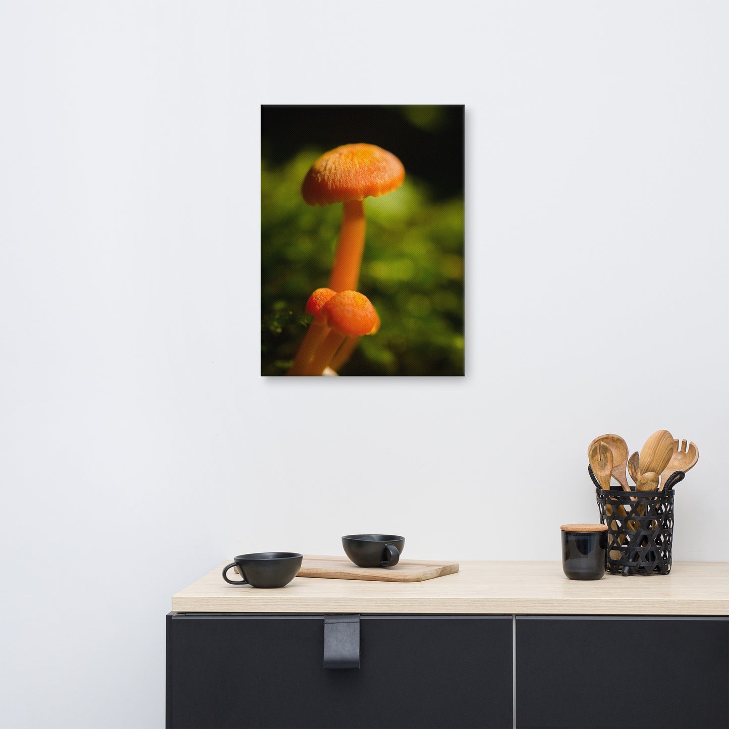 Button Top Mushrooms Rustic Botanical Nature Photo Canvas Wall Art Prints