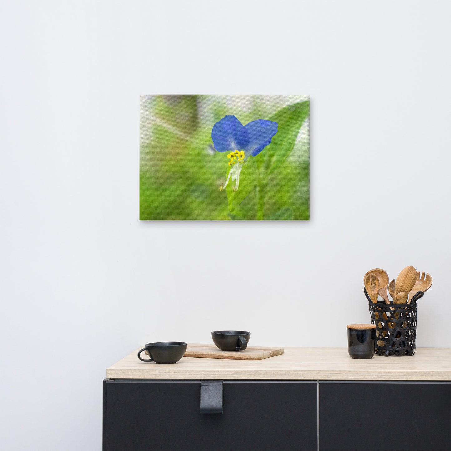 Green Kitchen Wall Art: Little Purple and White Flower Bloom - Botanical / Floral / Flora / Flowers / Nature Photograph Canvas Wall Art Print - Artwork