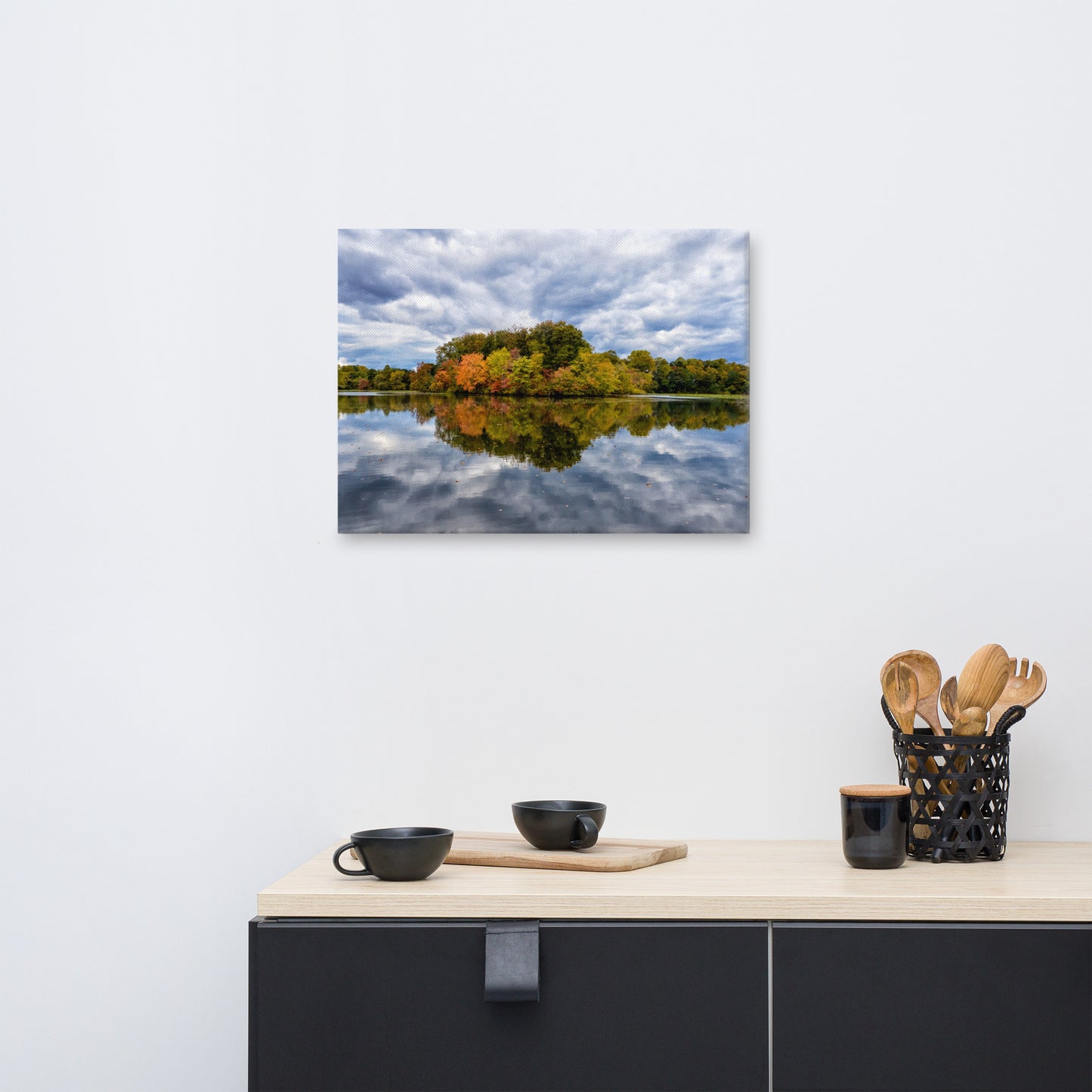 Canvas Prints For Dining Room: Autumn Reflections - Farmhouse / Rural / Country Style Landscape / Nature Photograph Canvas Wall Art Print - Artwork - Wall Decor