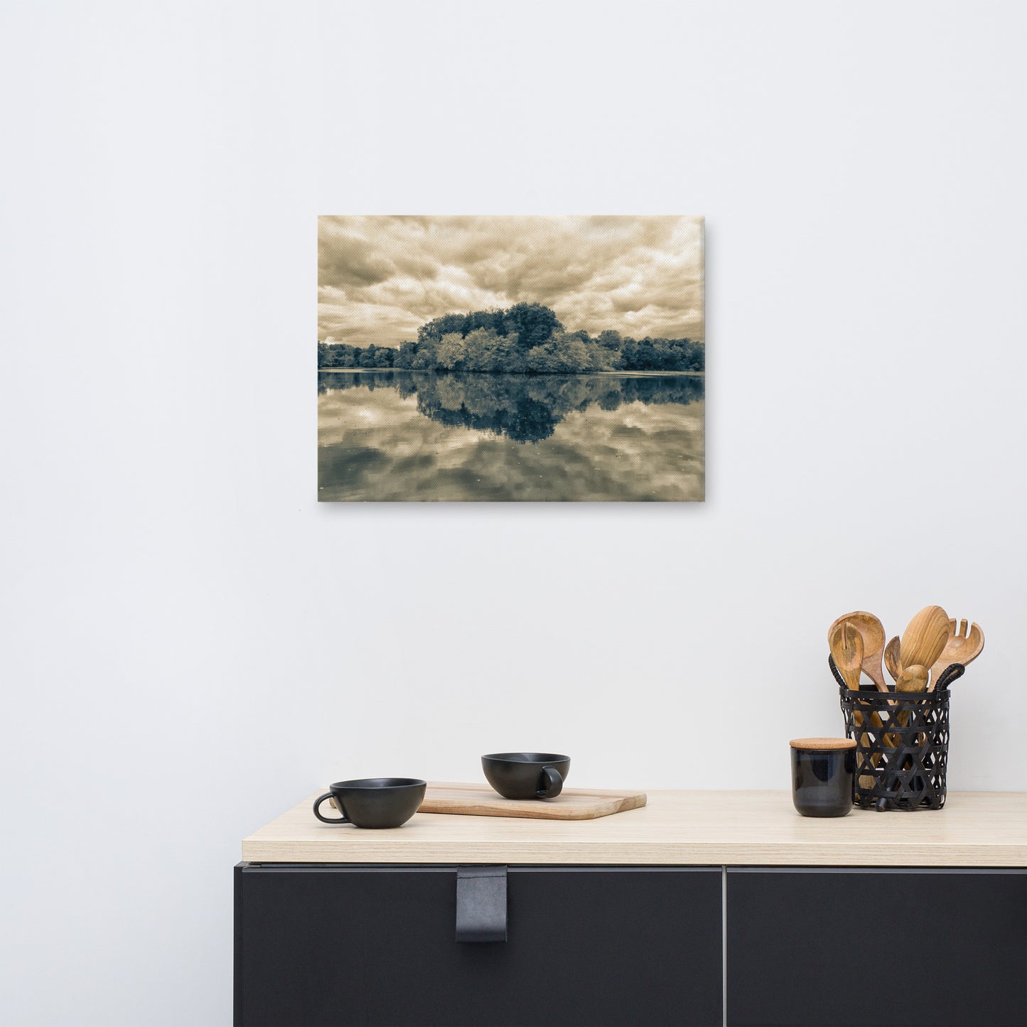 Dining Room Canvas Art: Autumn Reflections Split Tone - Rural / Country Style / Botanical / Landscape / Nature Photograph Canvas Wall Art Print - Wall Decor