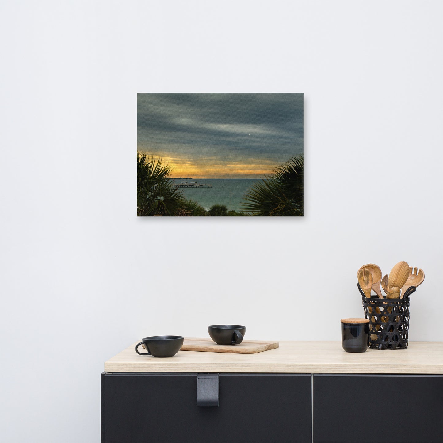 Cloudy Rainy Sunset De Soto Beach Coastal Landscape Canvas Wall Art Prints